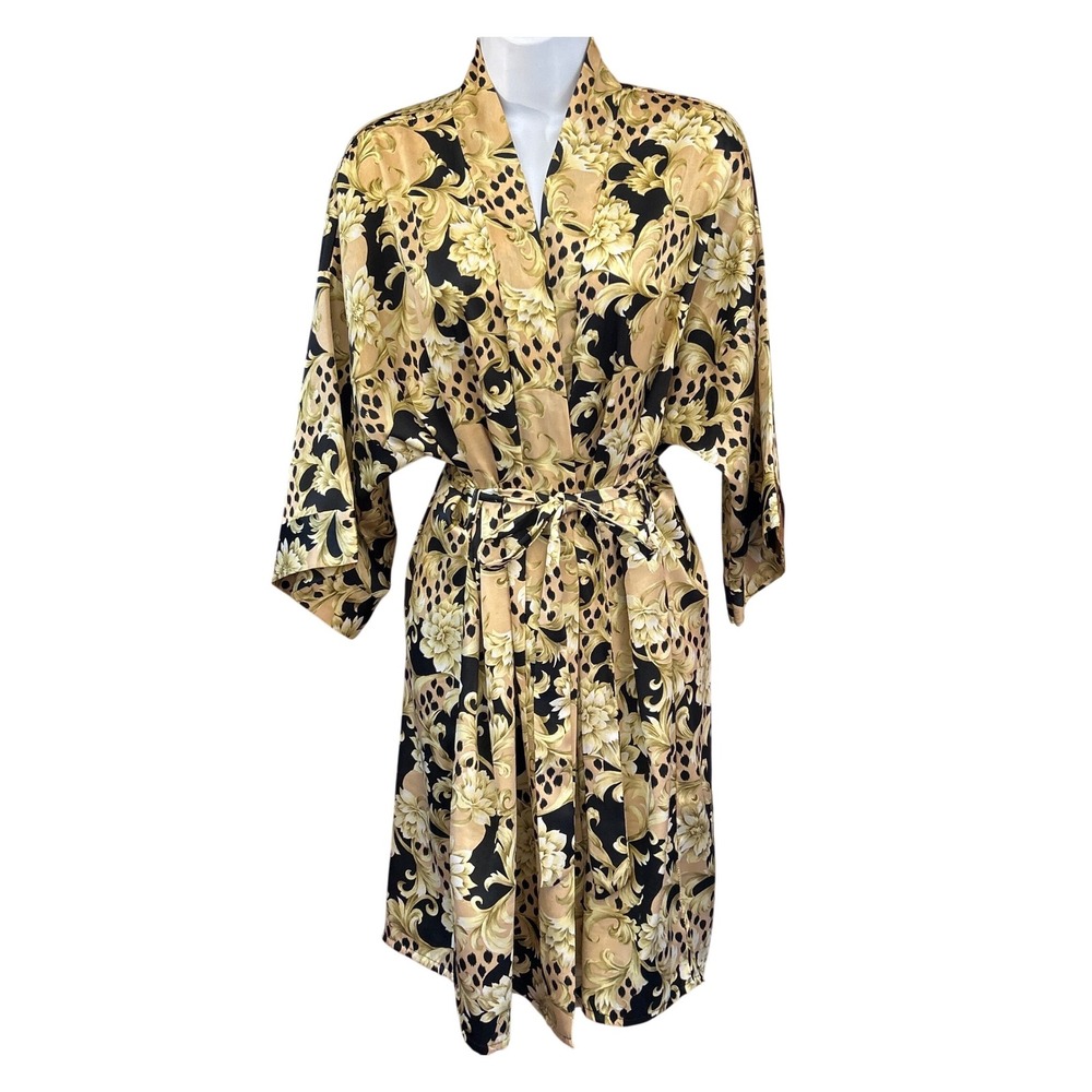 Vintge Kristine Tyler Robe Baroque Leopard Mob Wife Maximalist Glam Animal Print